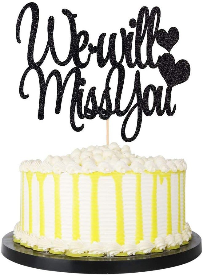 Festiko We Will Miss You Cake Topper - Glitter Card in Black for Cake Decoration, Birthday/Anniversary/Engagement/Graduation - Image 2